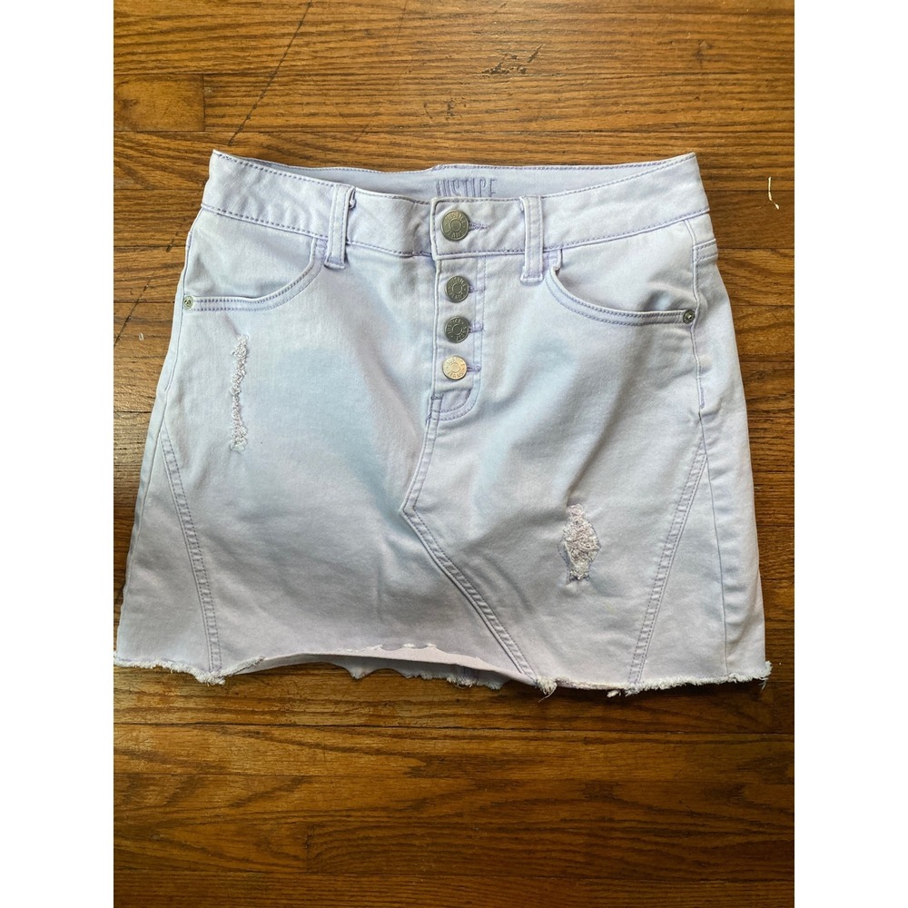 Justice Girls‎ Lavender Purple Distressed Denim Skort Button Fly Size 16